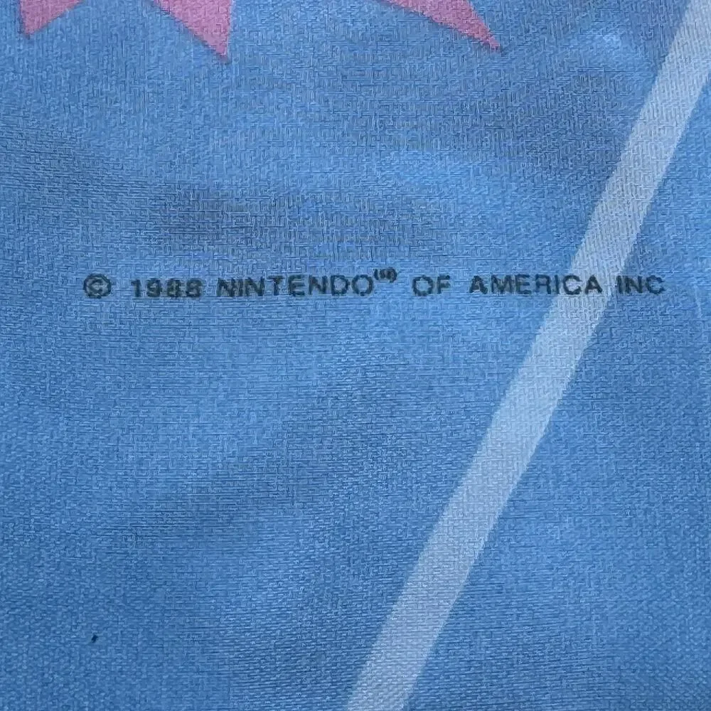 Vintage 1988 Nintendo Super Mario Bros Kids Blanket Blue Red Peach Bowser Toad